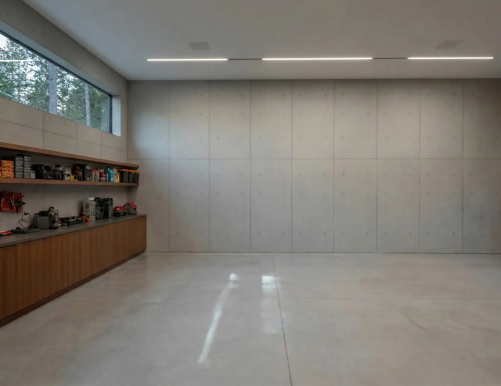 Leer geräumte, besenreine Garage